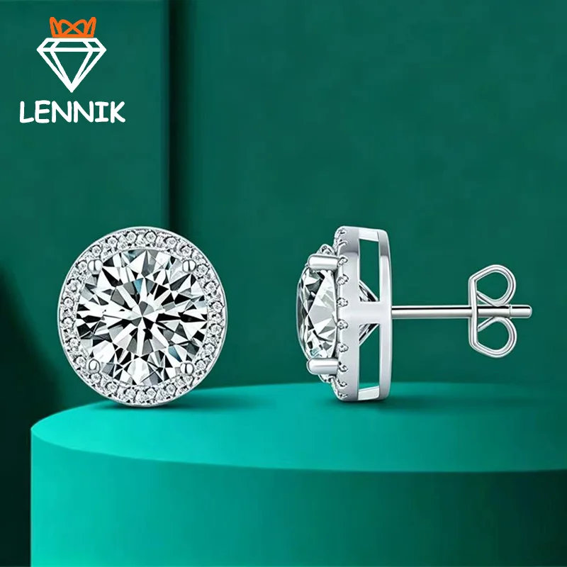 GRA Certified D Color Moissanite Stud Earrings for Women Wedding 925 Sterling Silver 18K White Gold Plated Luxury Bridal Jewelry
