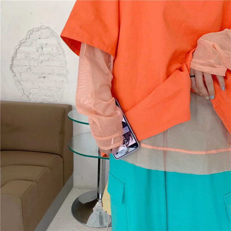 女性用長袖Tシャツ,ファッショナブルなニット,無地,トレンディ,カジュアル,ヒップスター,原宿,キャンディーカラー