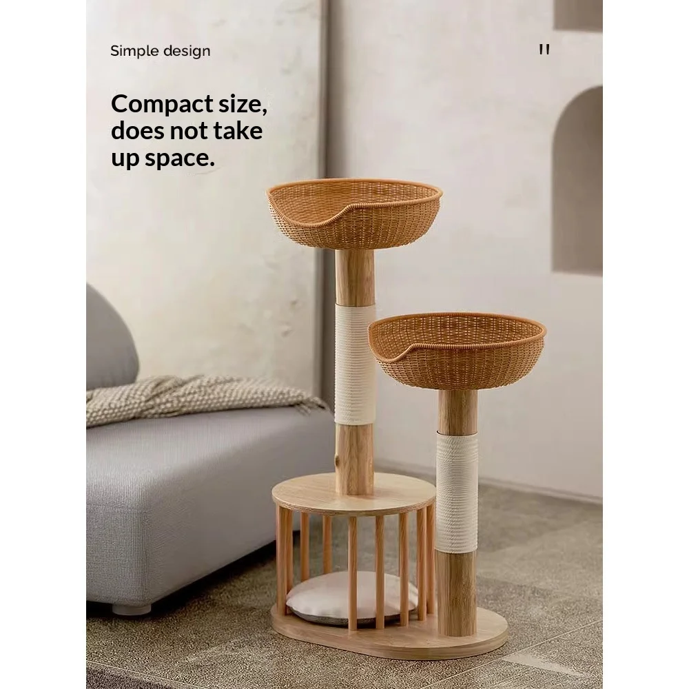 Árbol rascador de madera para gatos con cama integrada y sisal - imagen 4