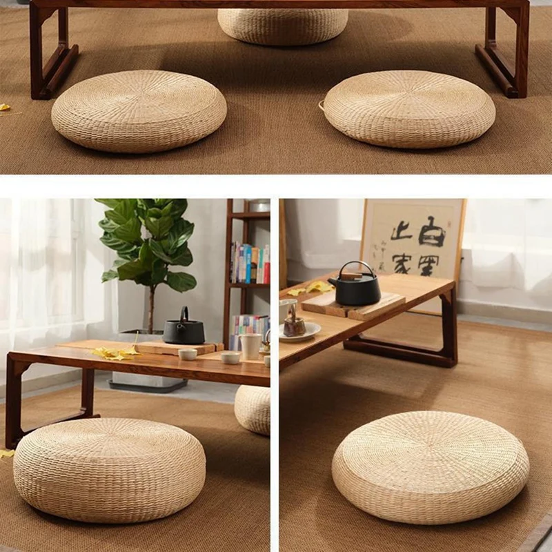 Hot 15.7 Inch Japanese Straw Cushion Tatamis Floor Cushion Meditation Pillows Cushion Couch Pillows For Home Decor