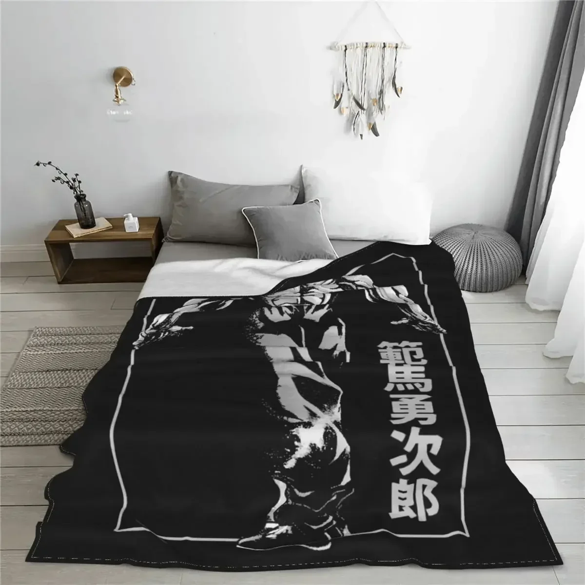 Yujiro Hanma Flannel Blanket Japanese Anime Manga Custom Throw Blankets for Home Hotel Sofa Rug Piece