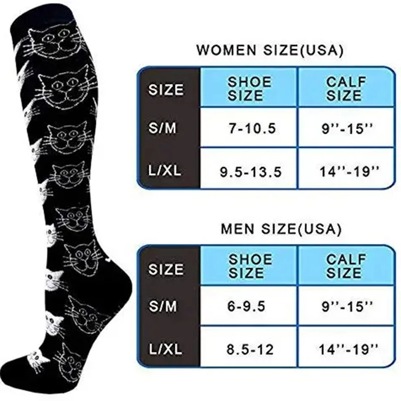 Compression Socks Men Women Swollen Calves Pregnancy Varicose Veins Socks Gym Outdoor Marathon Natural Hiking Knee Length Socks