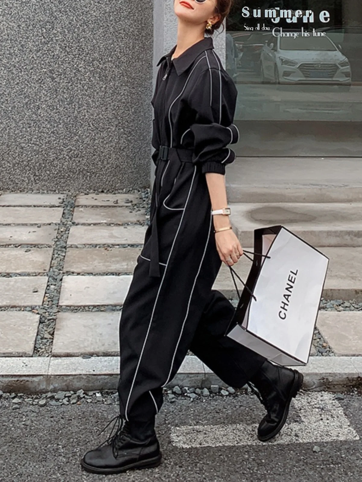 Damski kombinezon roboczy Bla, modny, wyszczuplający, z wysokim stanem, spodnie długie na wiosnę i jesień, garnitur do pracy.