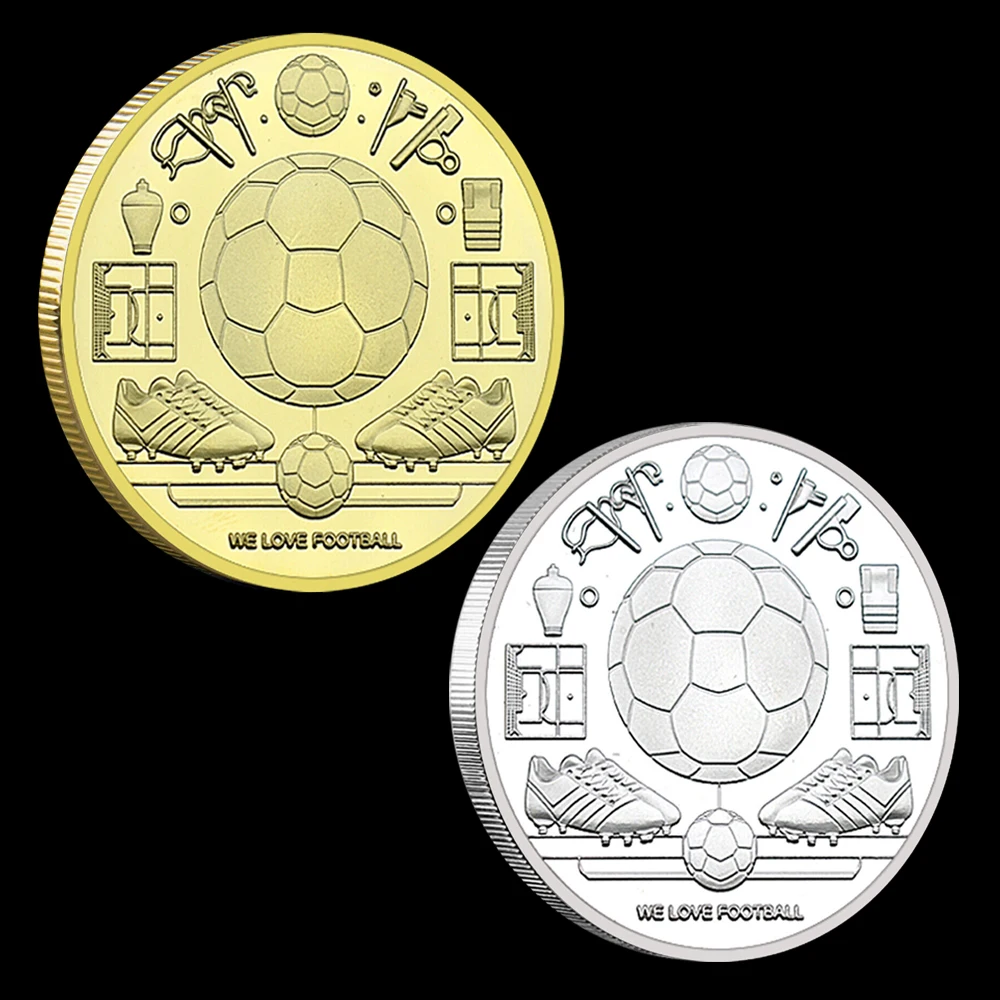Football Gold or Silver Plated Commemorative Coins We Love Football Football Fans Collection Commemorative Medal Collection Gift