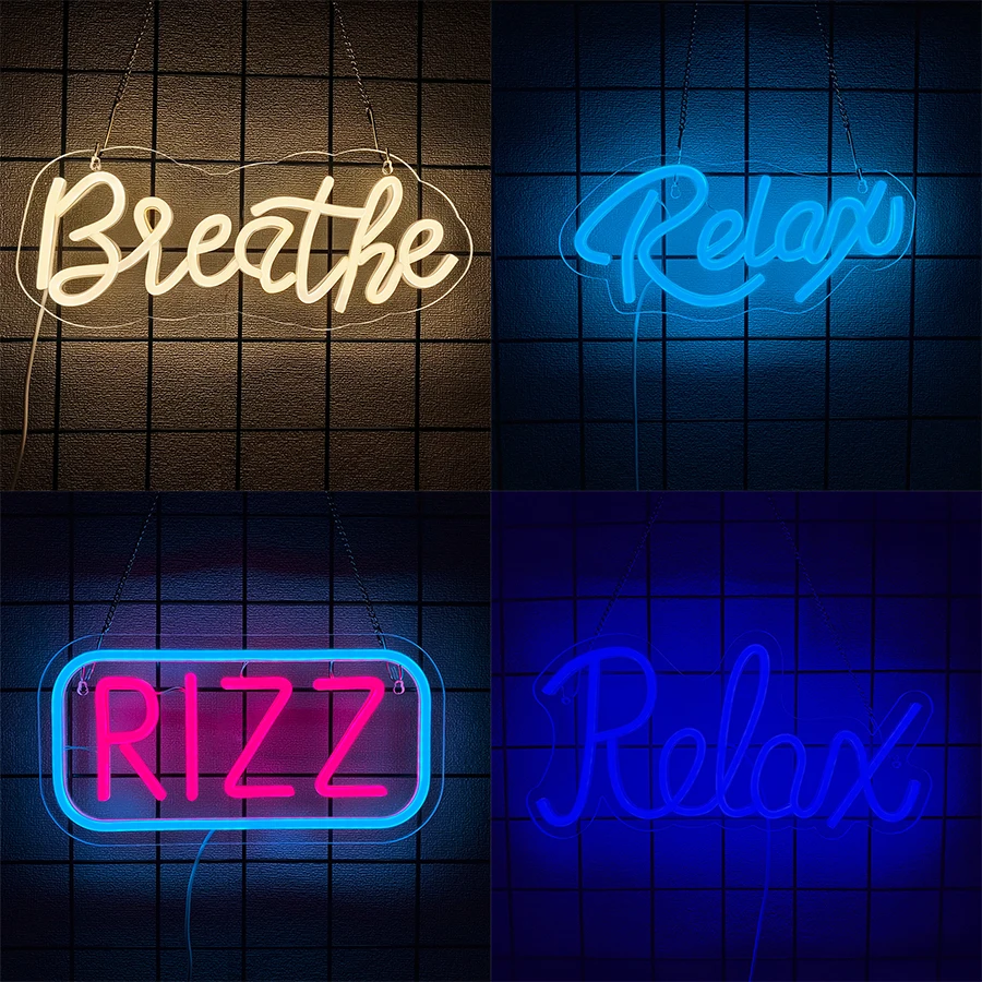 Relax Led Neon Sign, Letter Icon Wall Decor, Used For Bedroom Living Room Bathroom Spa Gym Yoga Room Game Room Art Wall Lamp.