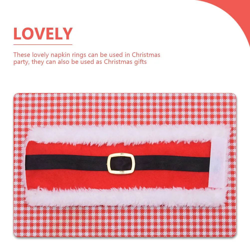 

4Pcs Napkin Rings Holiday Themed Santa Inspired Washable Fabric Rings for Tableware Decoration Christmas Gift and Party Use