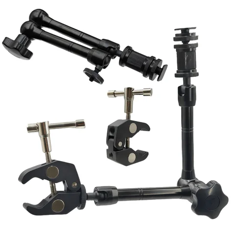Metal Magic Arm 11 Inch Articulating With Super Clamp for Various Action Camera DSLR LCD Monitor LED Lights Cell Phone Accessery