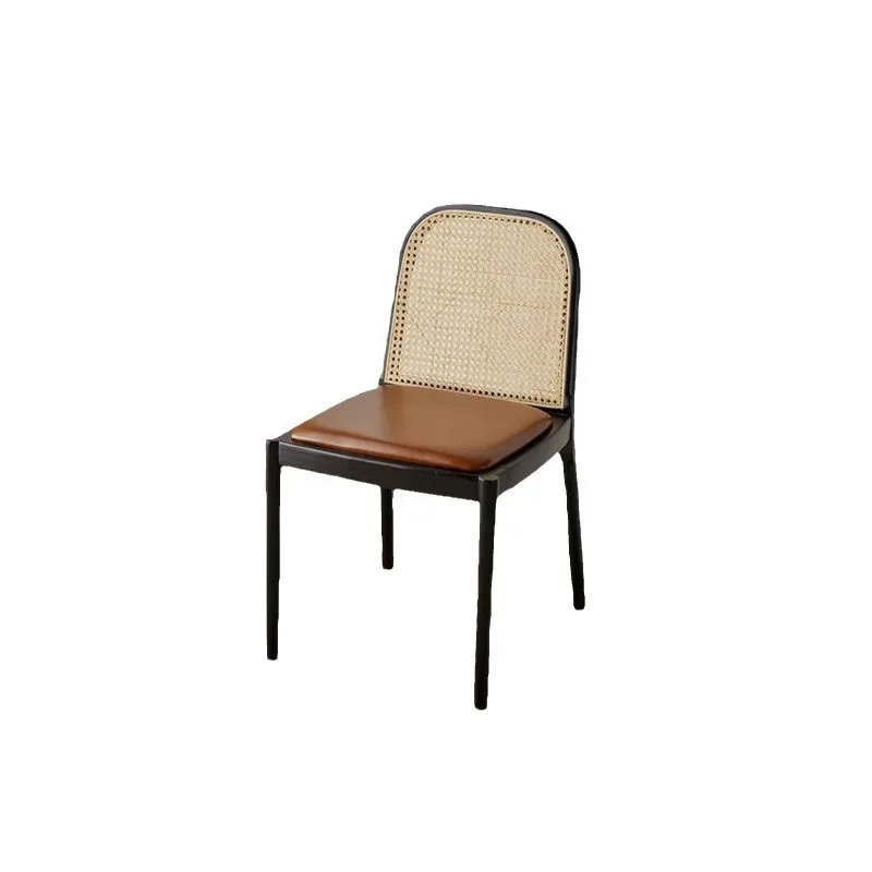 European solid wood rattan dining chair Japanese designer dining table chair study back chair retro homestay cafe