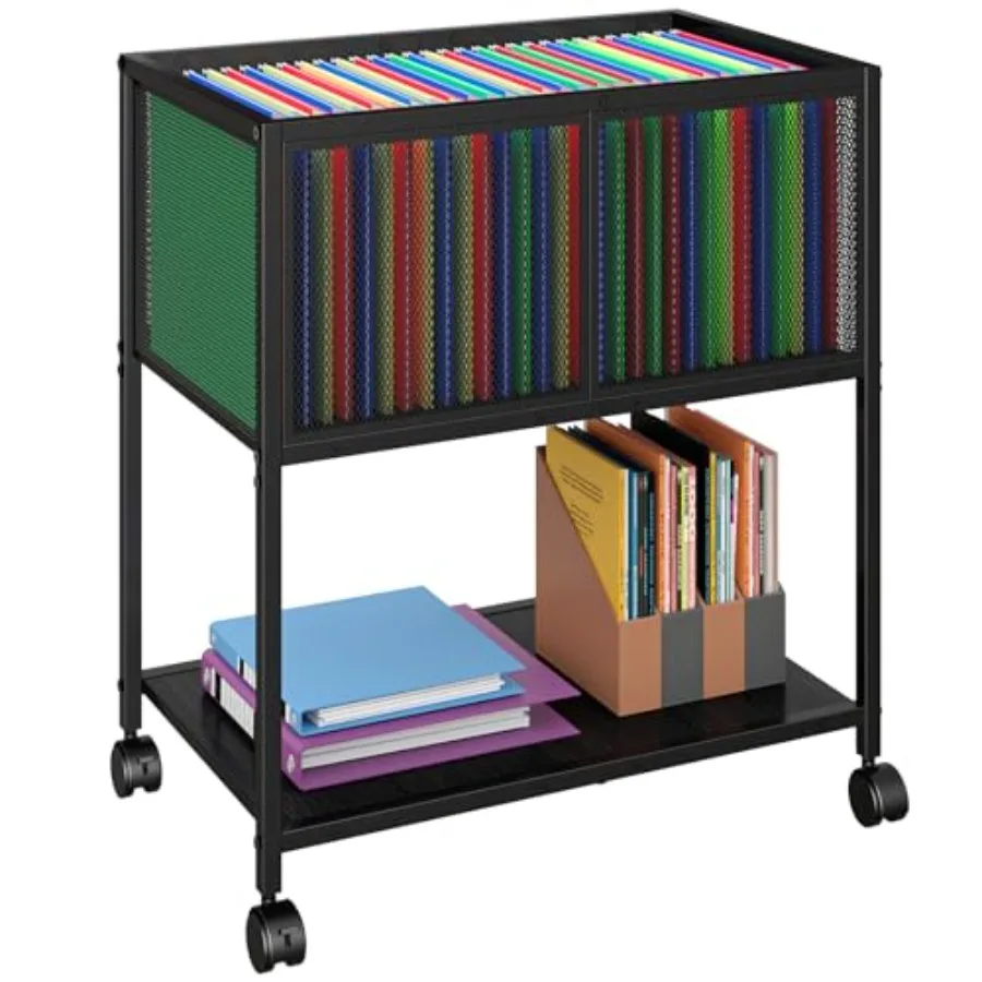

Rolling File Cart Mobile File Cabinet with Wheels Hanging Files Metal Hanging File Folder Cart File Organizer Fit Letter Size f
