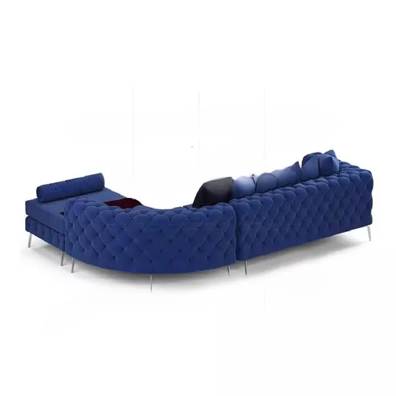 American light luxury flannel leather simple living room model room reception three people people corner sofa
