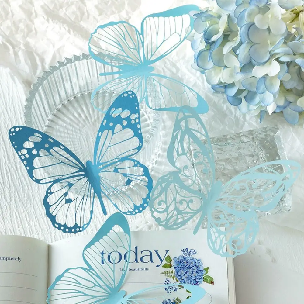 6pcs/pack DIY Crafts Butterfly Sticker Handmade Aesthetic Butterfly Collage Sticker Shiny Simple Fantasy Butterfly Sticker