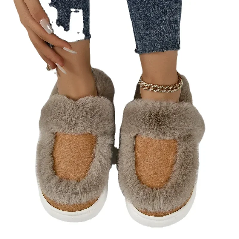 Women Design Luxury Winter Fur Slippers Women Indoor Outdoor Warm Plush Slippers Woman New Casual Comfort Non Slip House Shoes