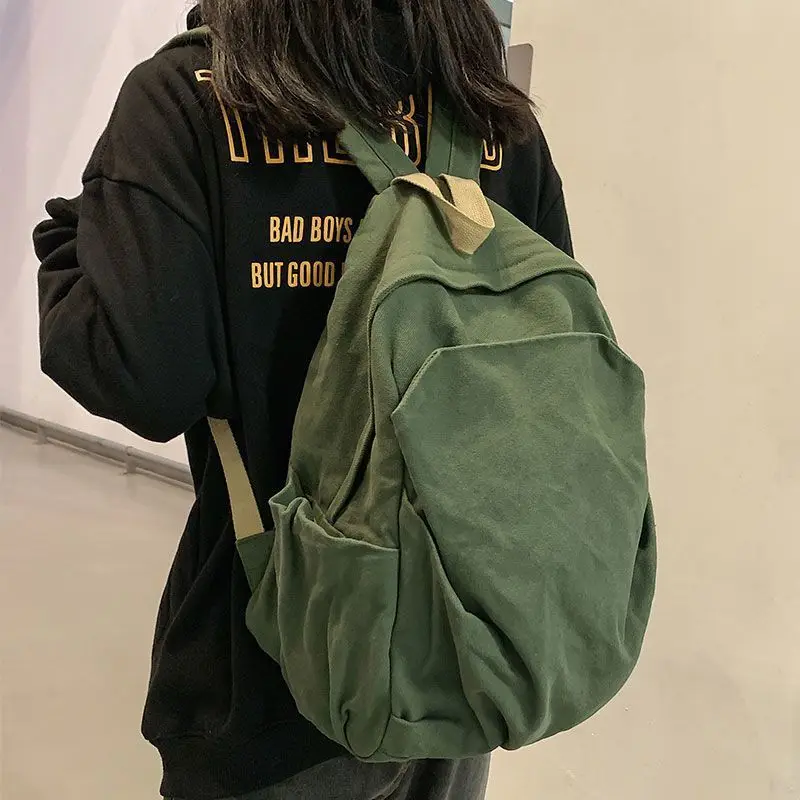 Large Capacity Canvas Backpack Retro Travel Bag Dual Shoulder Women's Style New Model Student Bag Simple Design Outdoor Gear