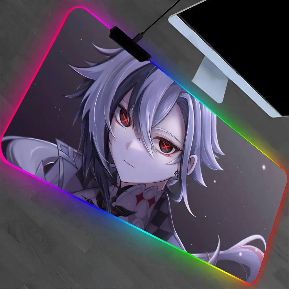 

Genshin Impact Arlecchino коврик для мыши коврик для ноутбука игровой RGB аниме коврик для мыши с подсветкой геймерская девушка мультфильм настольные коврики настольный коврик
