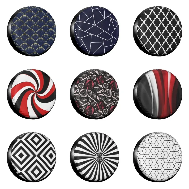 Blue And Gold Scales Spare Tire Cover Case Wave Crest Geometric Pattern Wheel Covers for Mitsubishi Pajero 14