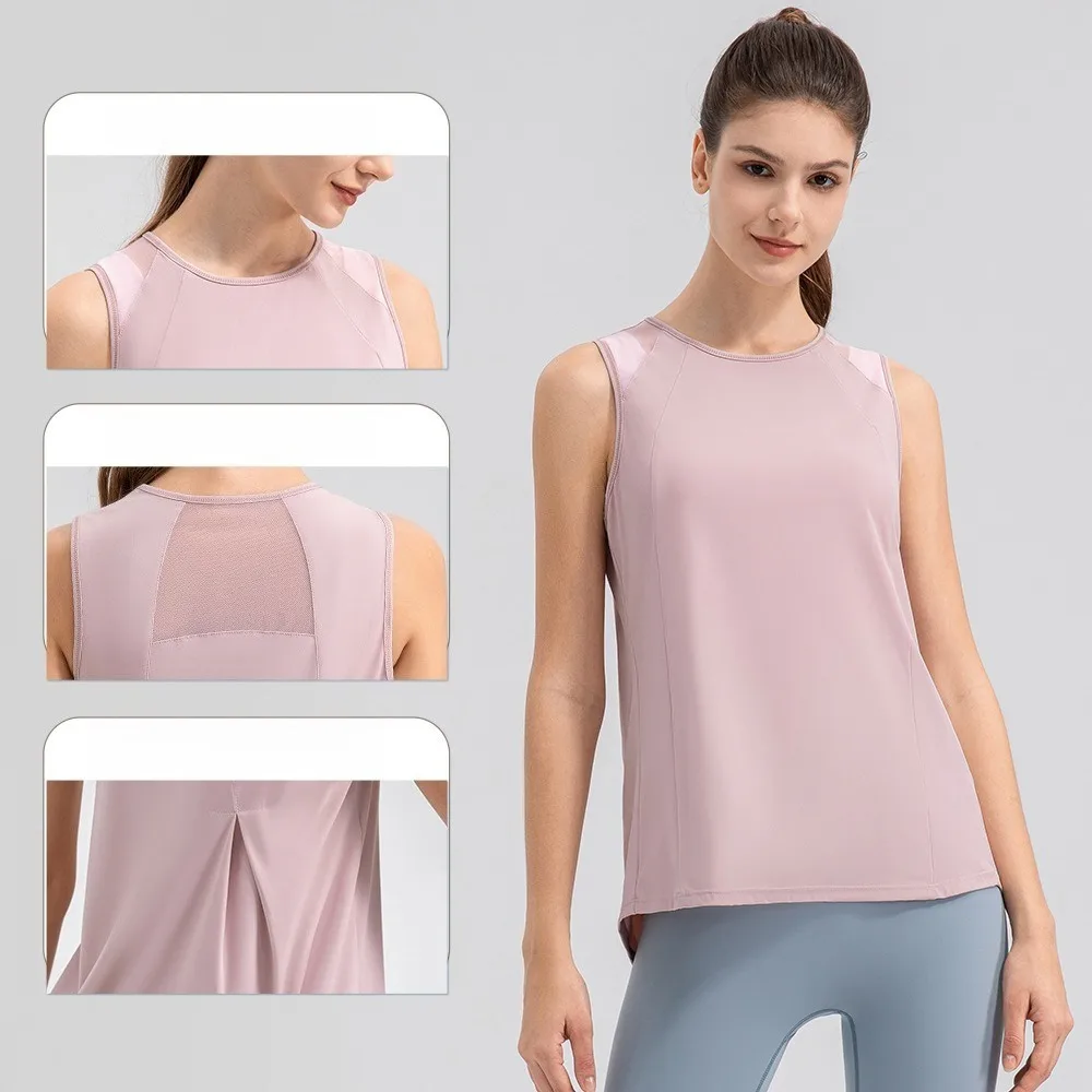 Women Summer Lightweight Cool Sports Cover Up Quick Dry Yoga Vest Loose Breathable Fitness Running Top