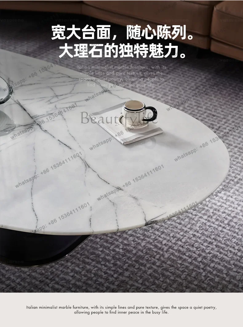 طاولة قهوة مربعة فاخرة بإضاءة رخامية بسيطة من FGItalian، مجموعة طاولة قهوة حجرية فاخرة #3
