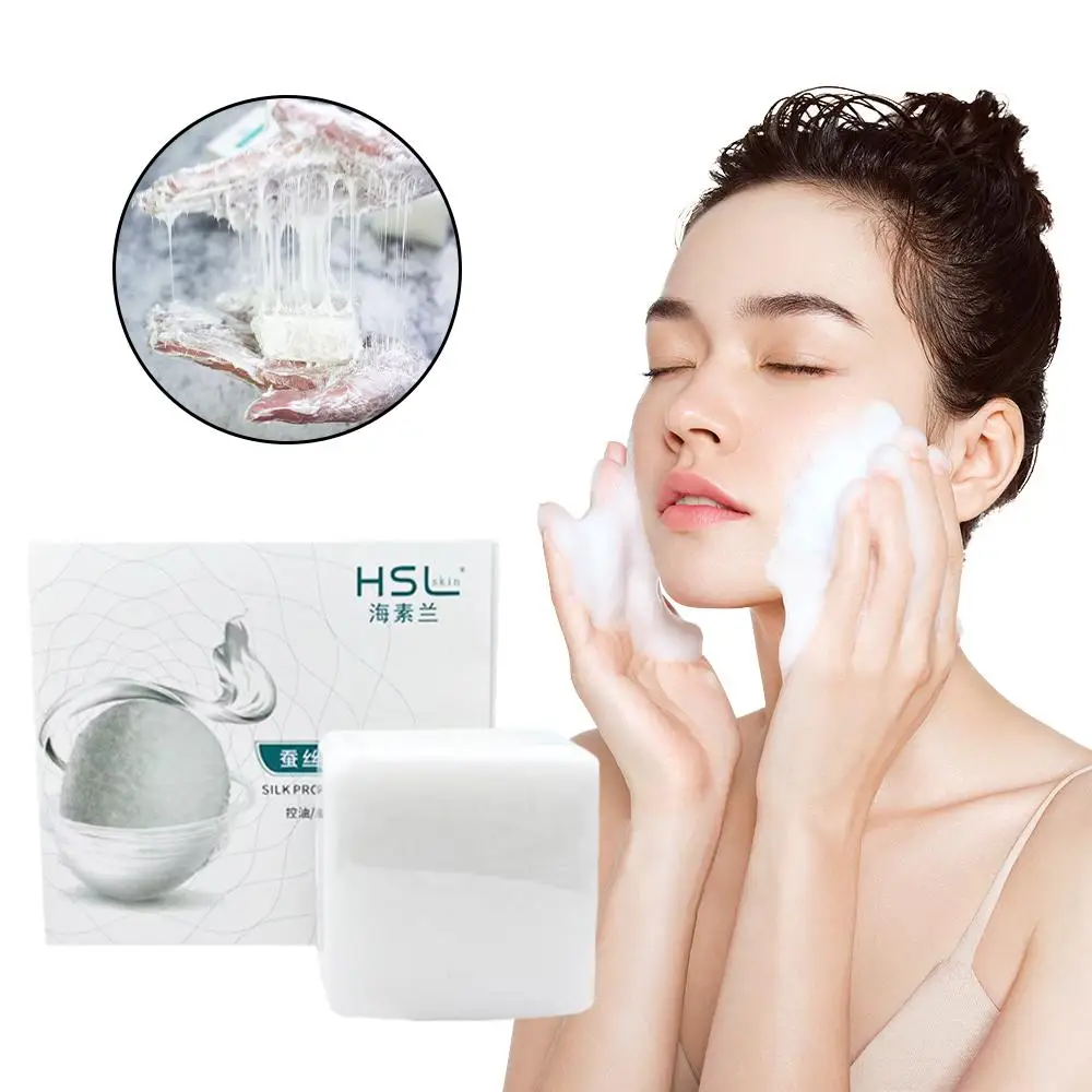 Goat Milk Soap Silk Protein Mask Soap Remove Blackhead Mites Whitening Cleaning Oil Moisturizer Care Skin Control Deep Body N0M1