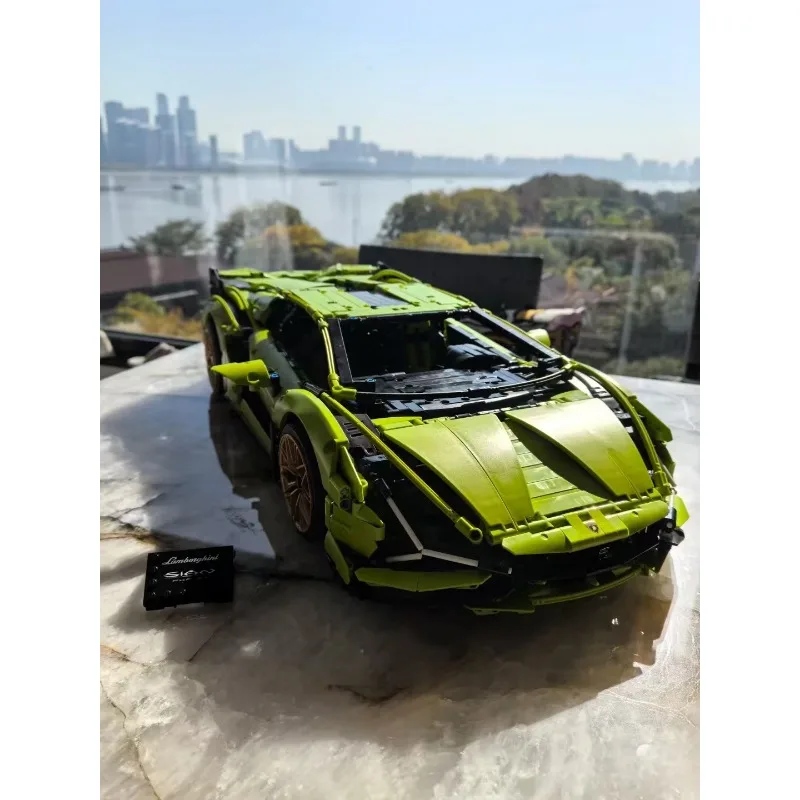 3696PCS Champagne Lambo Technical Car SIAN Roadster Model FKP37 Kit Model Fit Building Blocks Toys Kids Christmas Gifts