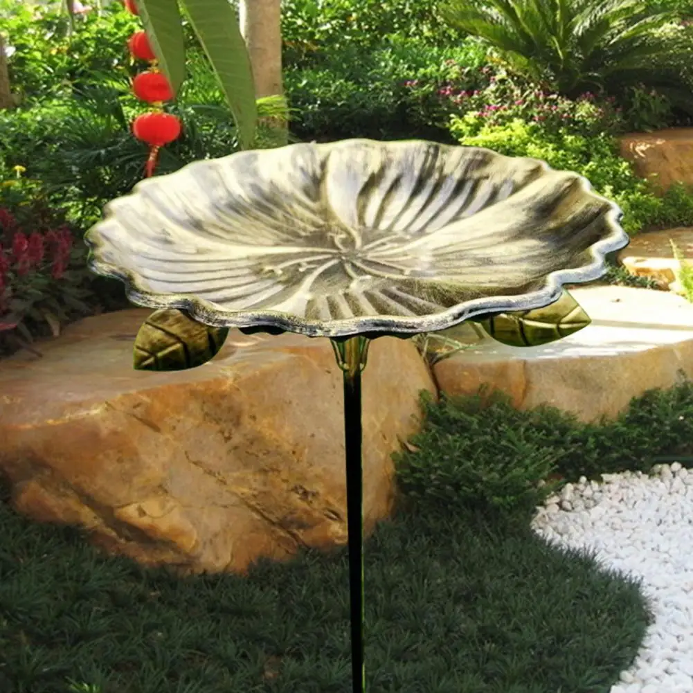 

Garden Metal Bird Bath Flower Shape Bird Feeder with Metal Stake Bee Cup Hummingbird Feeder for Lawn Courtyard Patio