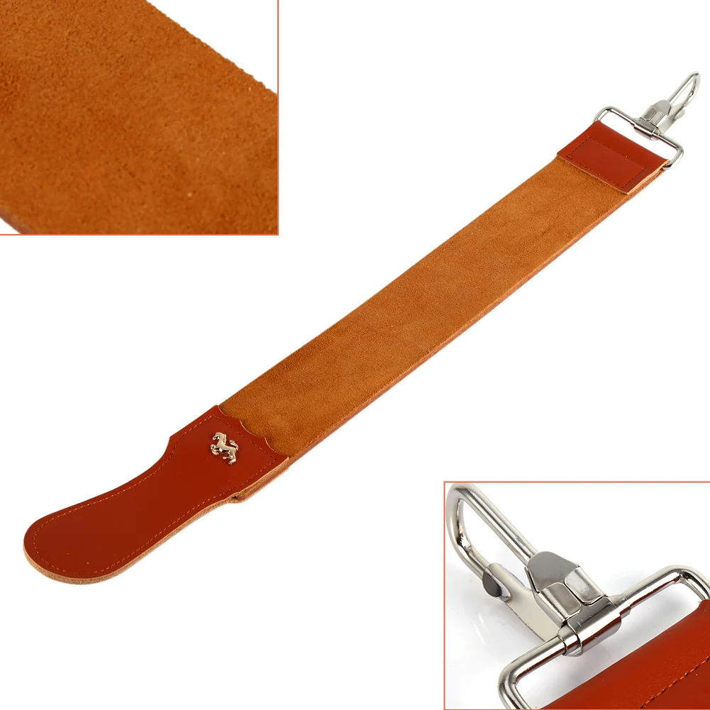 Genuine Leather Strop Strap Barber Straight Razor Folding Knife Shave Sharpener Sharpening Belt