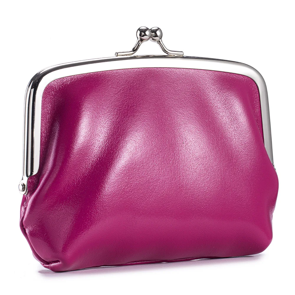 Brand Frame Women's Coin Purses Buckle Change Purse Kiss-lock Wallets Vintage Pouch for Women Oil Wax Leather Clutch Bag Wallet