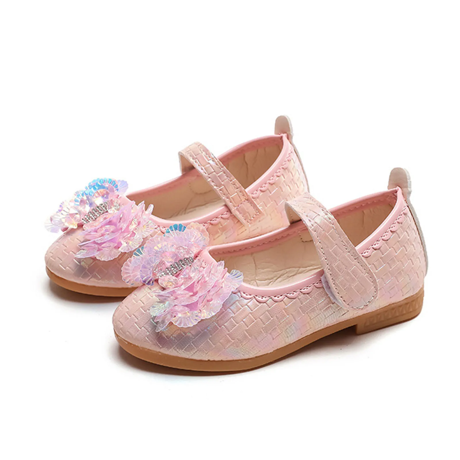 

Girls Casual Shoes Princess Sequin Bow Flat Shoes Fashion Sandals Children's Performance Leather Shoes 2024 Spring Summer New