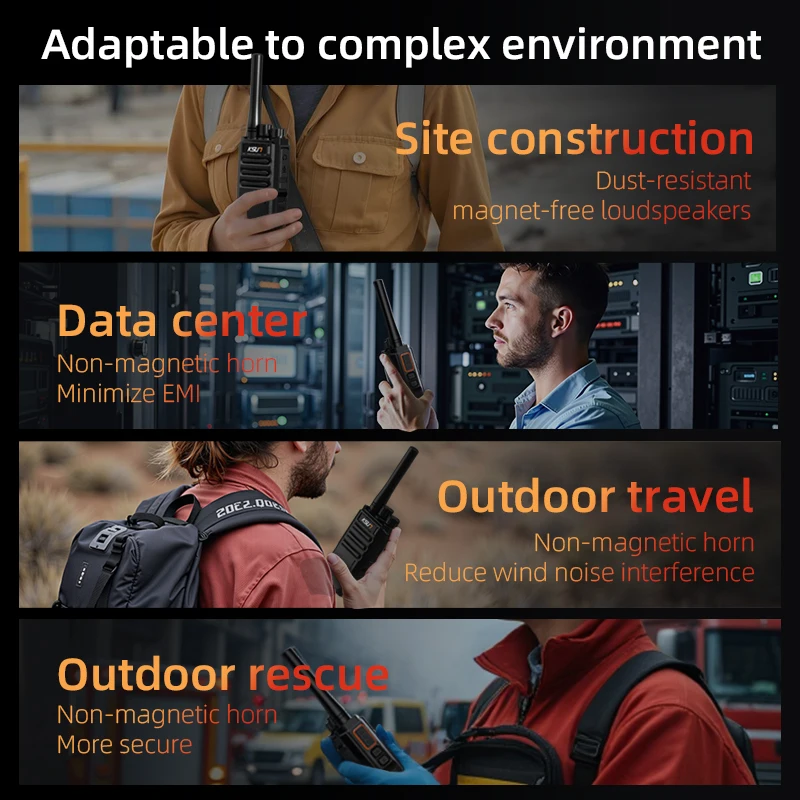 KSUN 8 واط اتصال داخلي عالي الطاقة غير مغناطيسي من النوع C شحن ثنائي الاتجاه تردد الراديو سهل الاقتران جهاز اتصال لاسلكي لموقع البناء