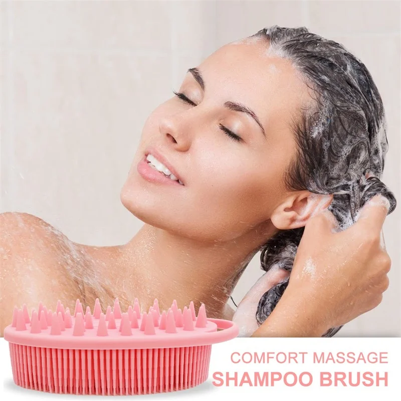 New Double-Sided Massage Shower Brush With Soft Bristles Comfortable For Children And Adults Silicone Shampoo Shower Brush