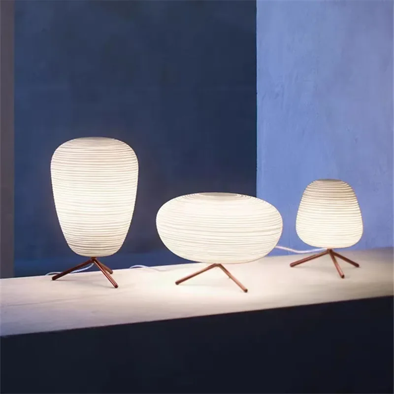 

2025 Rituals 3 Able Lamp For Living Room Spiral Pattern Milky White Glass Lamp Study Beside Foscarini Lamp Corner Tripod Table L