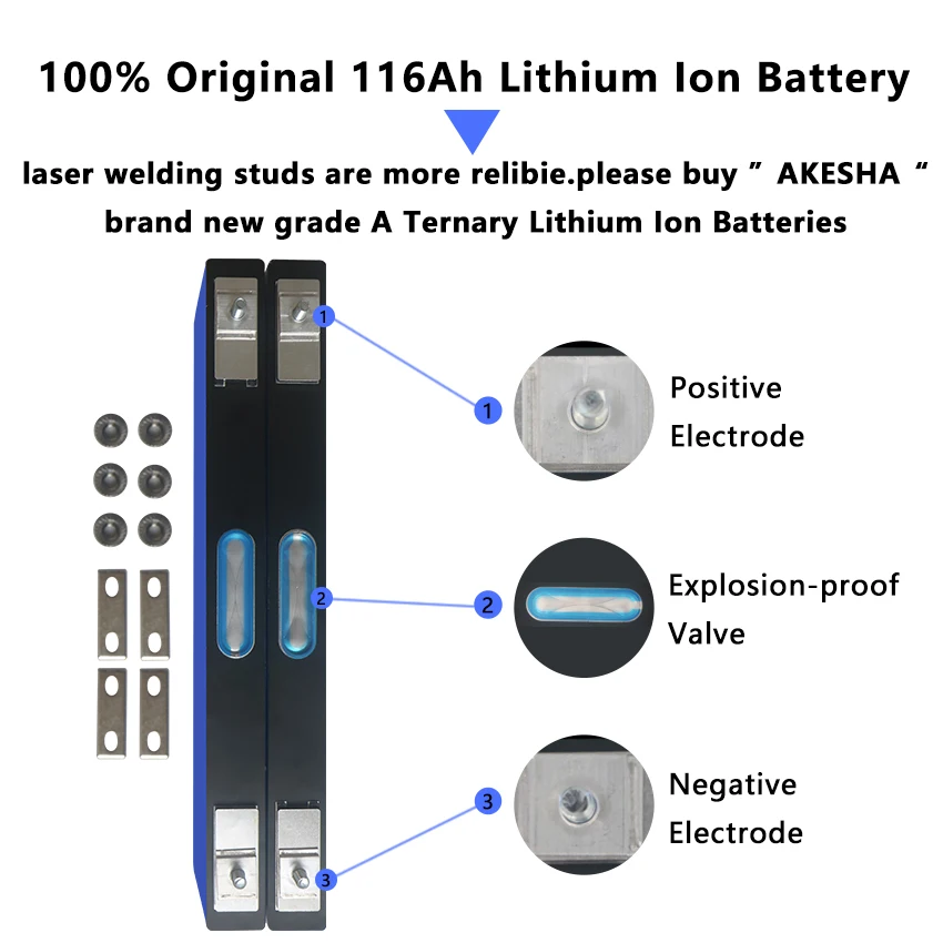 Lithium Ion Batteries 3.7V 116Ah DIY 24V 48V 60V Deep Cycle 3500 NCM Li-ion Battery For Solar EV RV E-bike With Free Busbar