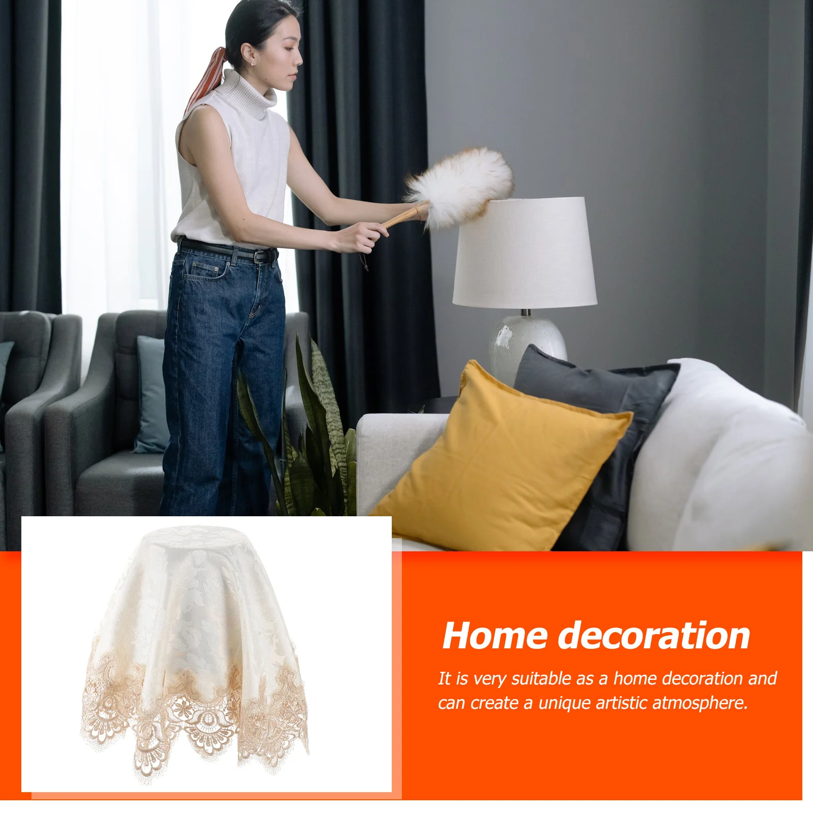 

Dustproof Lampshade Cover for Table Light Home Use Premium Lace Protective Cover Washable Decorative Shade Protector