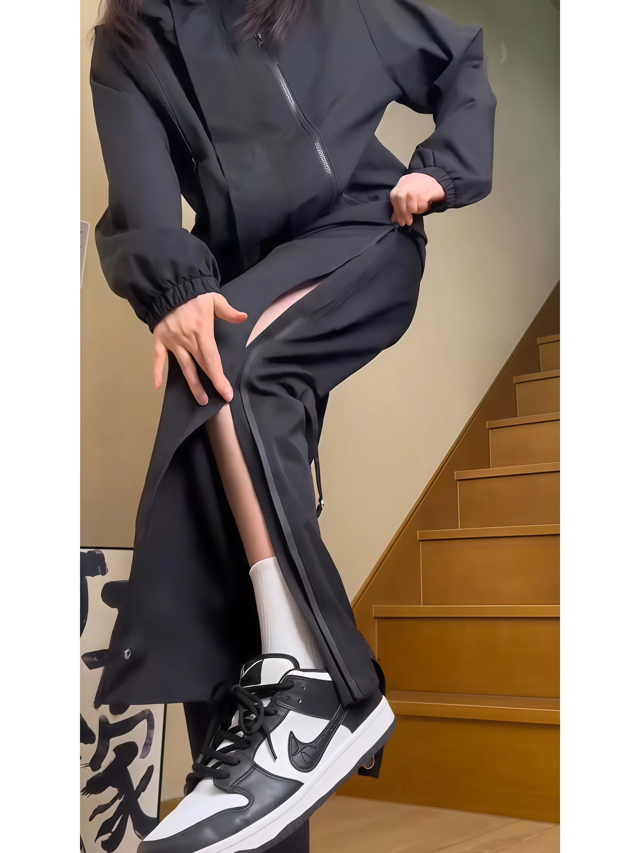 

Thiened Fce Winter Outdoor Cargo Pants Men's Zipper Side Entry Straight Leg Tactical Workwear Trousers American Sle