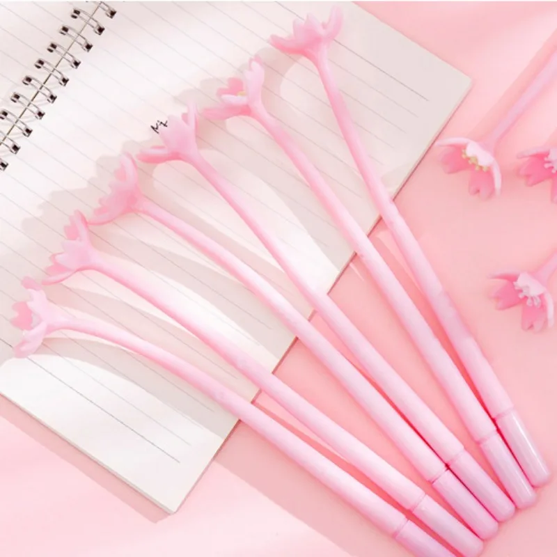 

10pcs Beautiful Cherry Blossom Neutral Pen Portable Pink Flower Signature Pen Multipurpose Student Office Daily Write Water Pen