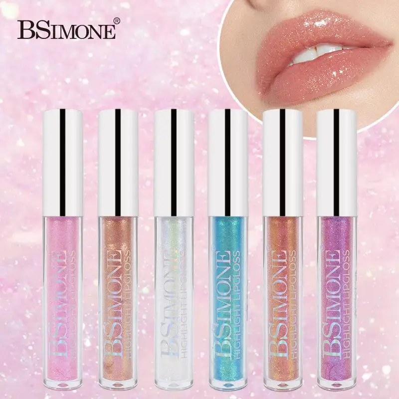 2026New BSIMONE 4g Moisturizing Diamon Shimmer Glitter Lip Gloss Makeup Sparkling Glitter Liquid Lipstick Pearl Lip Gloss Tint