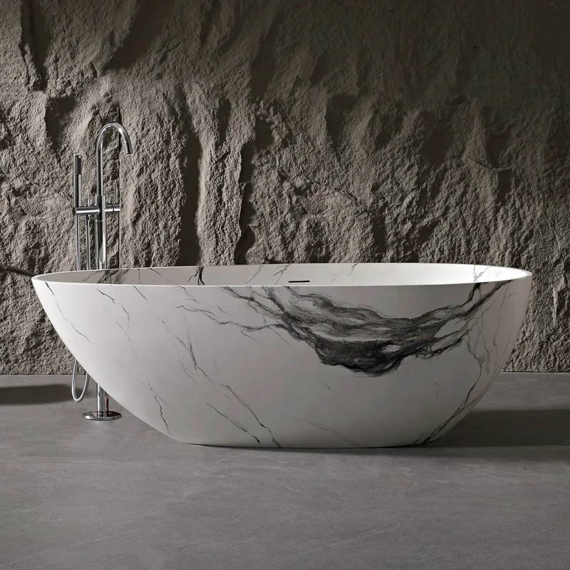 

Ванна для ванной комнаты с мраморным камнем Ванна в бетонных отдельно стоящих ваннах Baignoire Banheira Preta Серые ванны