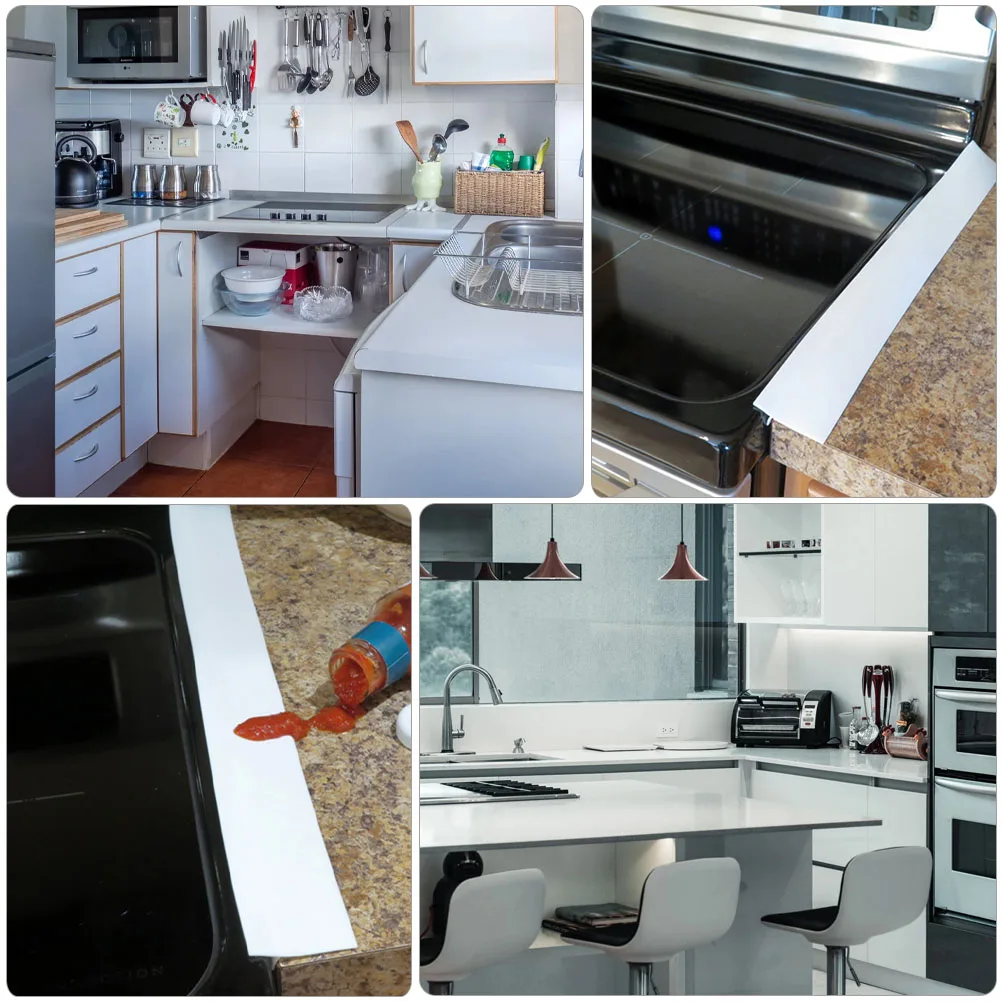 

2PCS Stove Counter Gap Cover Oil-proof Silicone Kitchen Countertop Edge Protector High Temperature Resistant Dustproof