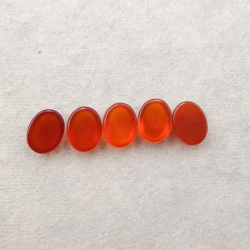 Natural Red Agate Fashion  cabochons Bottom flat Jewelry Set 5pcs 7x9mm2.4g