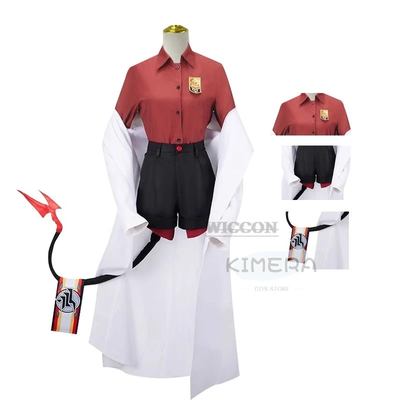 Kinugawa Kasumi Game Blue Archive, tops rojos, pantalones cortos negros, abrigo blanco, disfraz de Cosplay, ropa de Anime para hombres y mujeres, atuendo completo