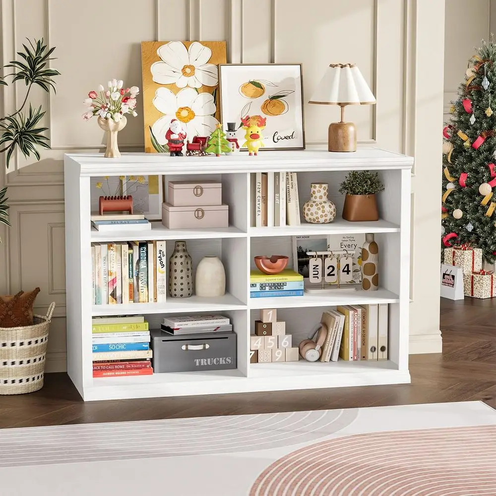

37 Tall 3-Tier Wide Bookcase, Open Storage for Home, School, or Office, White