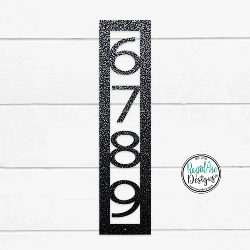 Customized House Number Font Metal Address Plaque, Modern Nouveau Vertical Design. Ideal for Home Decor, Adds Gothic Elegance.