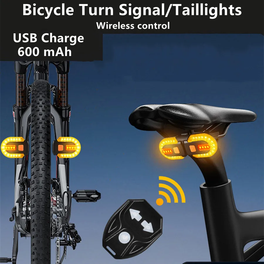 Bicycle Turn Signal Rear Light LED Cycling Taillight USB Rechargeable Wireless Remote Bike Rear Lamp MTB Road Waterproof Lights