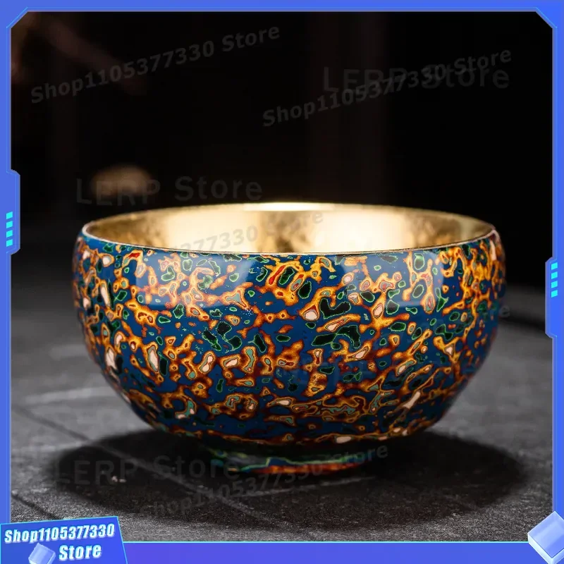 High Grade Ceramic Lacquer Jianzhan Gilt Cup Light Luxury Arhat Tea Cup Kung Fu Tea Set Large Single Master Cup for Home