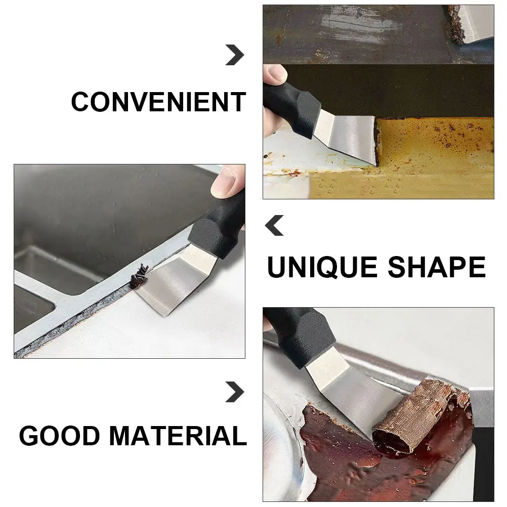 

4Pcs Cleaning Scraper Compact Size Home Tool Stainless Steel Blades Remove Labels Stickers Floor Glue Cement Paint Tile Dirt