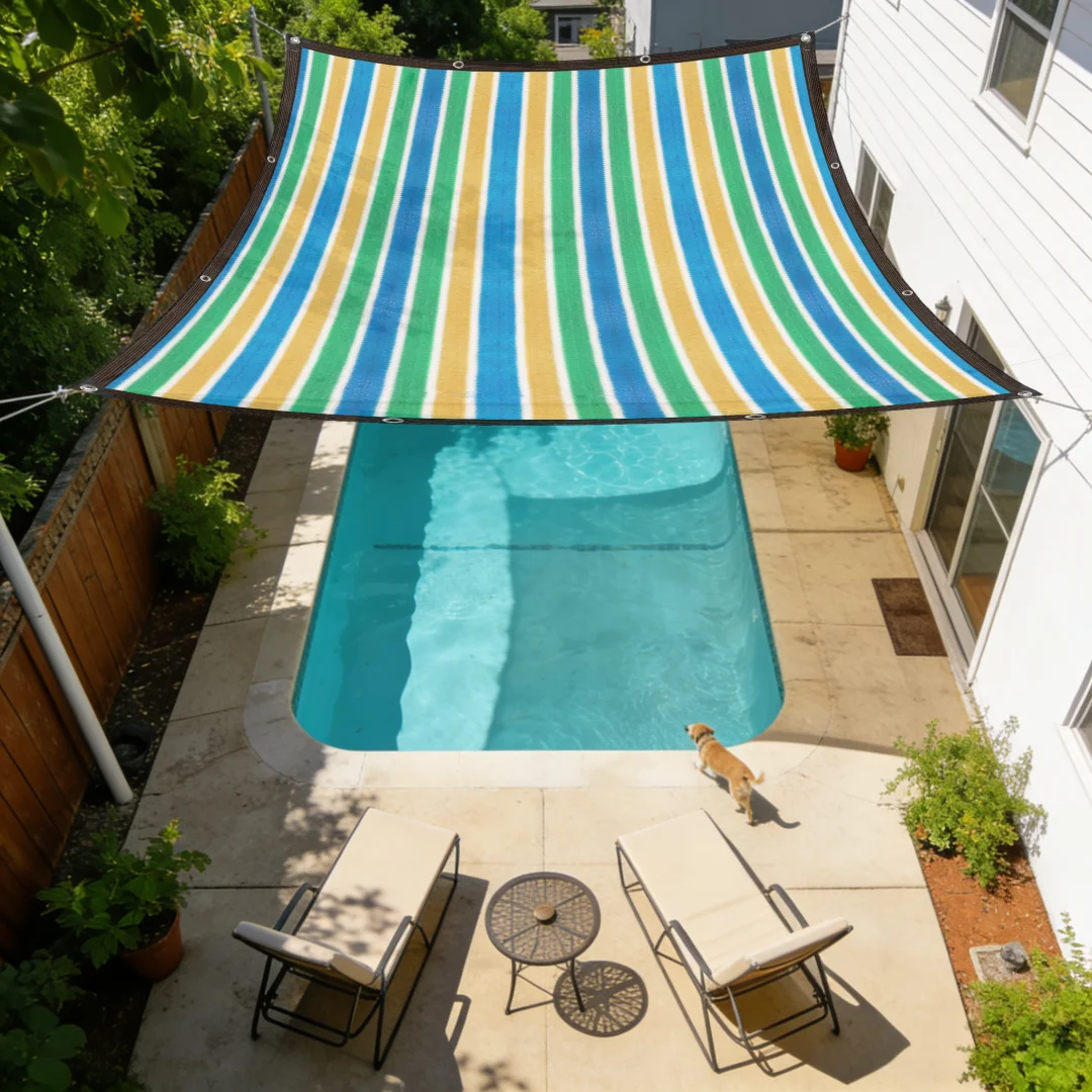 

Colorful Striped Shade Net for Patio Garden Balcony Carport Outdoor Sun Protection