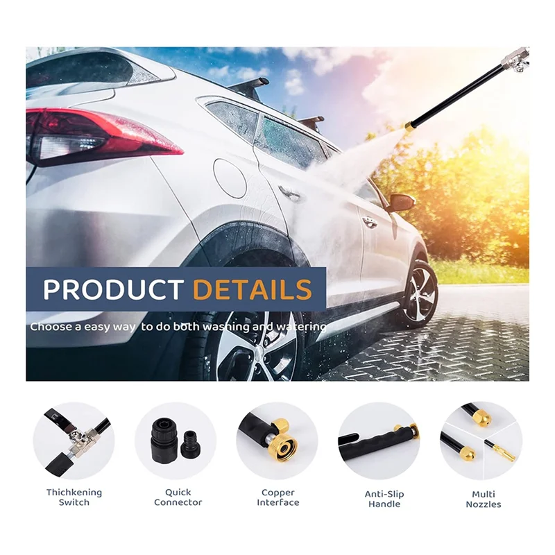 ABLL-高圧ジェットノズルパワーウォッシャーワンド、ガーデンホース用、3つの異なるノズルとホースクイックコネクター付き