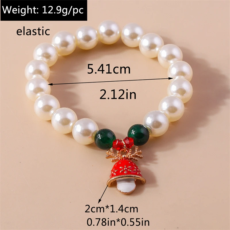 Modisches handgefertigtes Perlenarmband für Damen, Weihnachtsbaum-, Hirsch- und Glockenanhänger, Armband für Mädchen, Freundschaft, Party, Festival, Schmuck, Geschenke – Detail 11