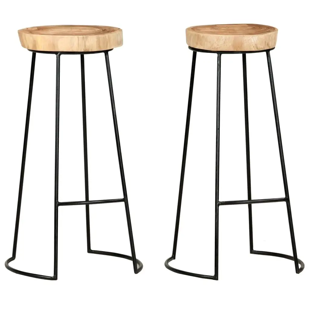 

Set of 2 Solid Acacia Wood Bar Stools - Stylish & Durable for Kitchen, Dining, or Home Bar