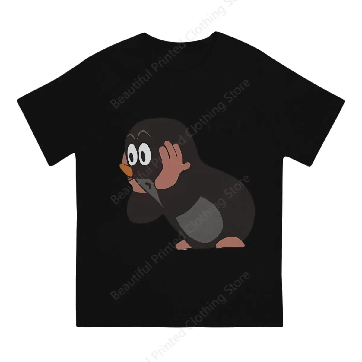 

Mole Under The Ground Cartoon Graphic Print Soft Cotton T-Shirt Round Neck Trip Tee