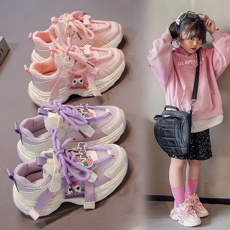 

Summer Girls Boys Kawaii Sanrio Children Casual Sports Shoes 2025 Cute Kuromi Breathable Net Breathe Sneakers Gifts Toys